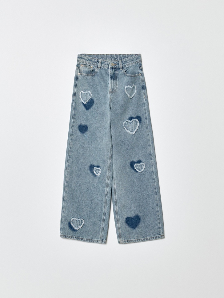 широкие джинсы с аппликацией для девочек 4610517105301 фотография