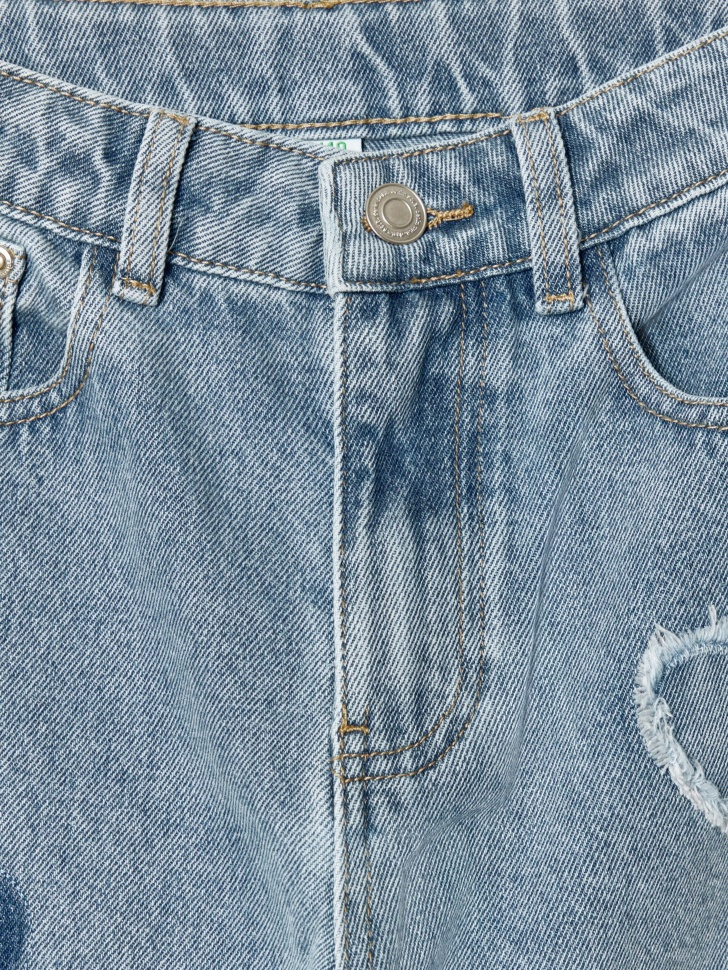 широкие джинсы с аппликацией для девочек по цене 2999 руб вид справа