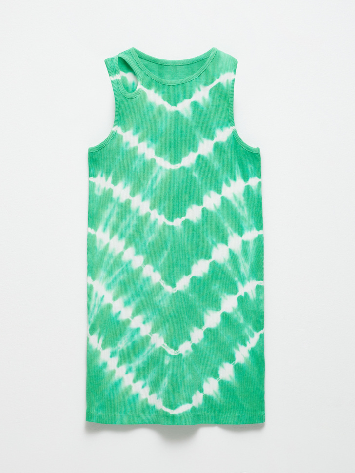 Трикотажное платье тай-дай для девочек (зеленый, 128) от Sela