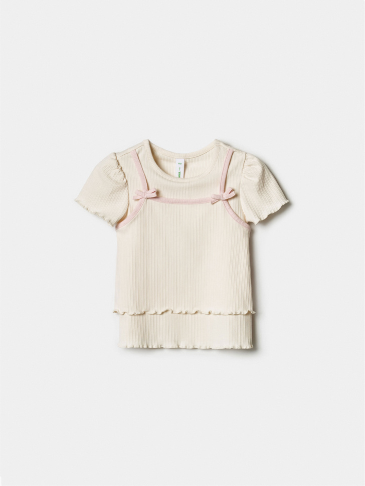 Футболка Sela с многослойным дизайном, бежевый, арт. 40795