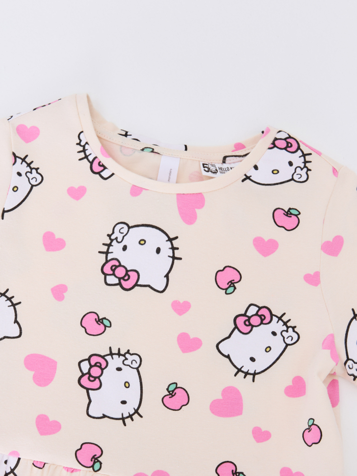 Трикотажное платье с принтом Hello Kitty для девочек. Фото №8
