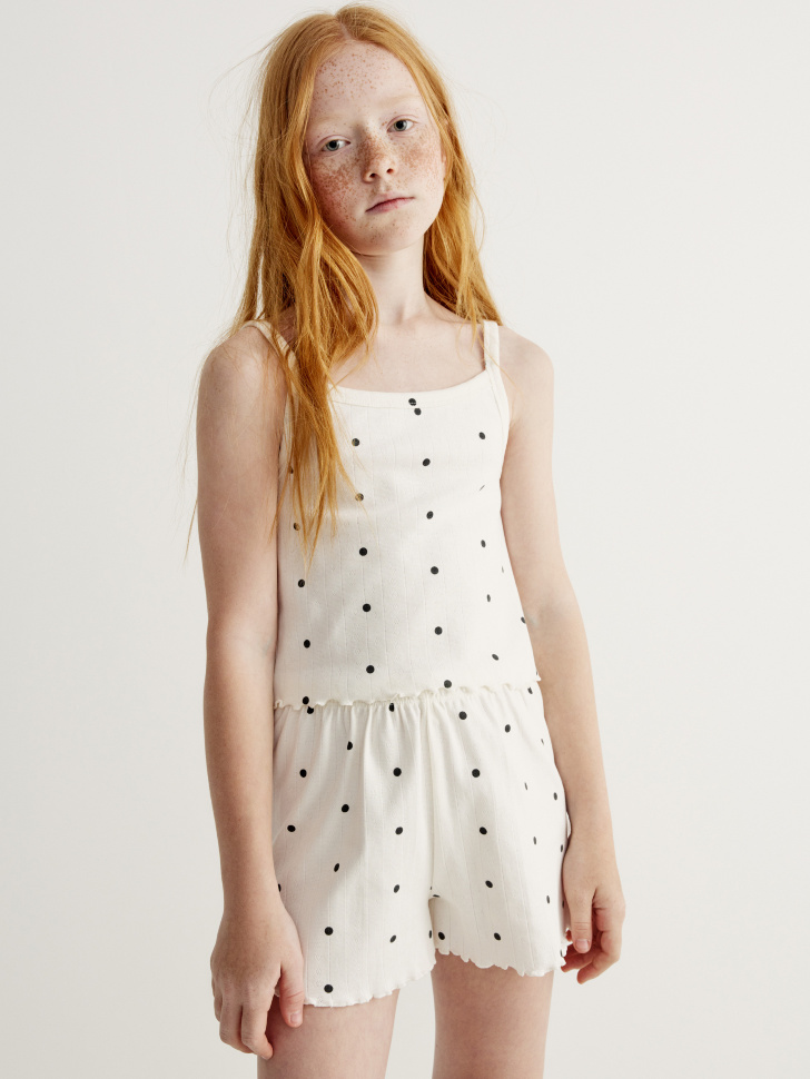 Пижама с принтом для девочек, белый, арт. 50285