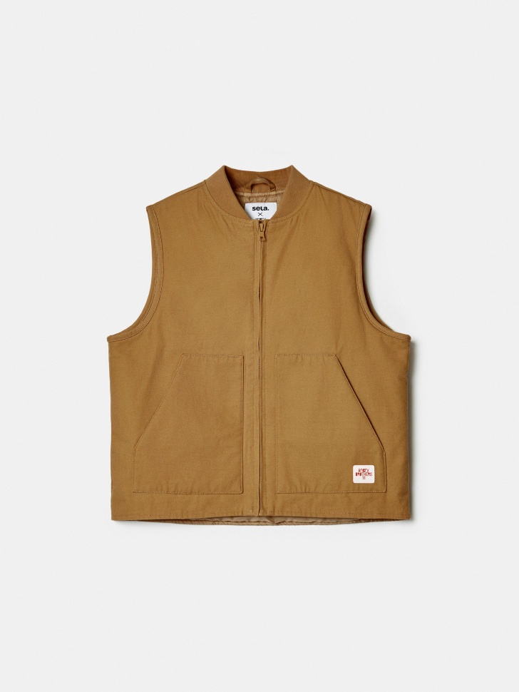 Утепленный жилет SELA ART PEOPLE Angry Brothers, коричневый, арт. 44924