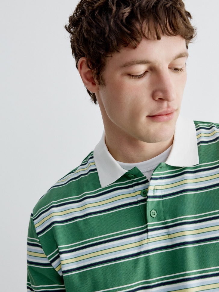 джемпер-поло прямого кроя в полоску по цене 1999 руб вид справа