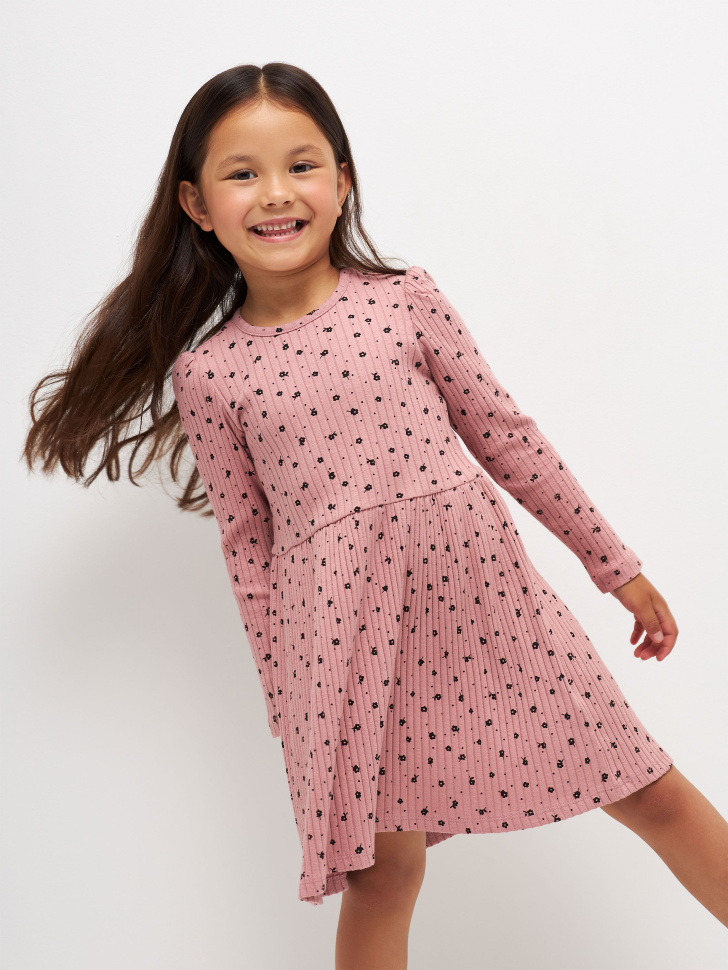 

Трикотажное платье с принтом для девочек, Розовый