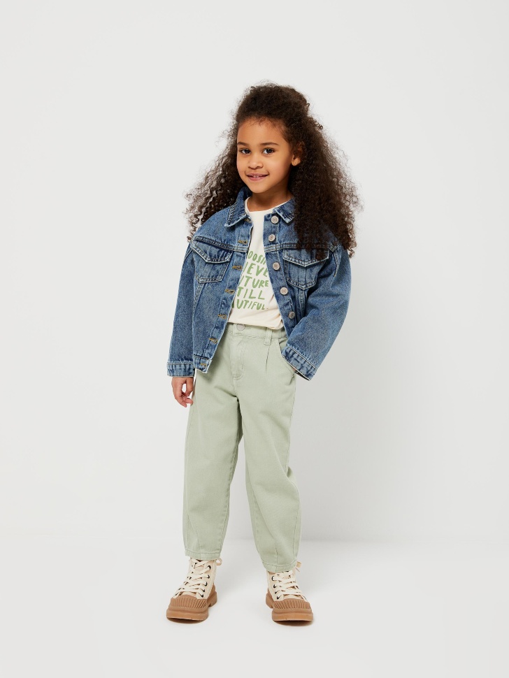 

Джинсовая куртка с вышивкой для девочек, Синий