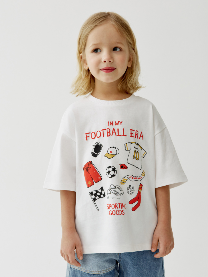 Футболка оверсайз Sela с принтом, белый, арт. 53589