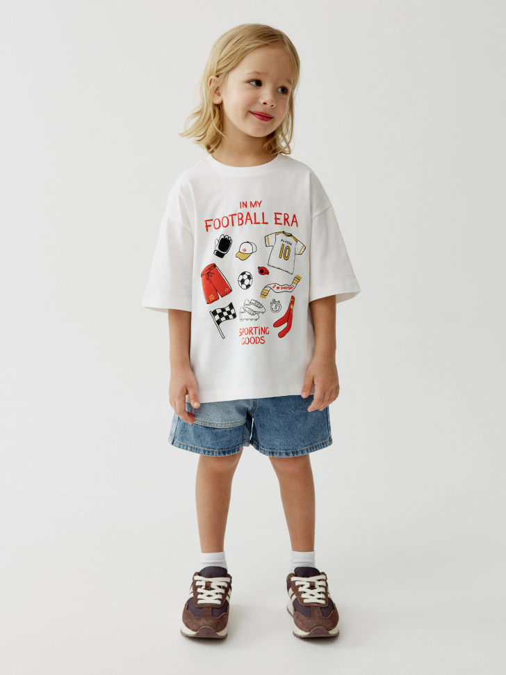 футболка оверсайз с принтом для мальчиков от бренда sela вид слева