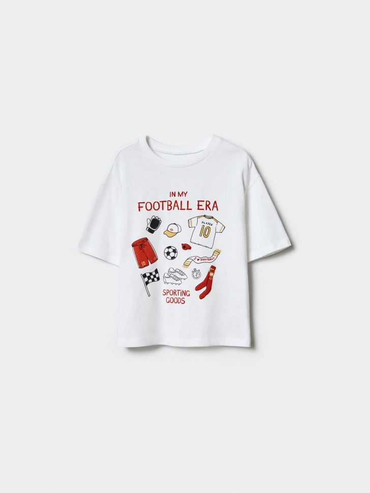 футболка оверсайз с принтом для мальчиков по цене 799 руб вид справа