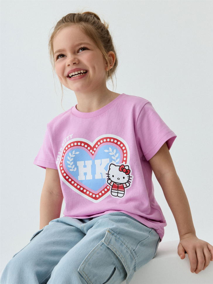 

Футболка с принтом Hello Kitty для девочек