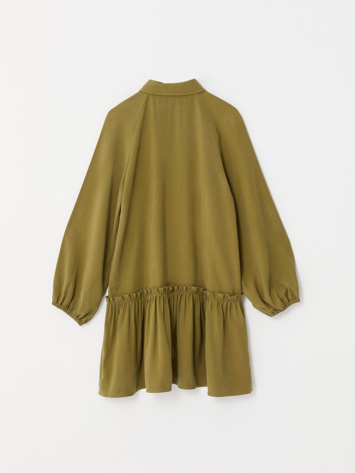 Вискозное платье с воротником для девочек (зеленый, 122/ 7-8 YEARS) от Sela