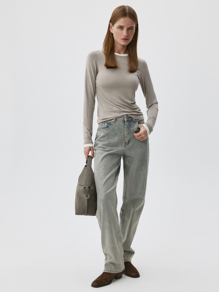 Джинсы STRAIGHT FIT с металлизированным декором
