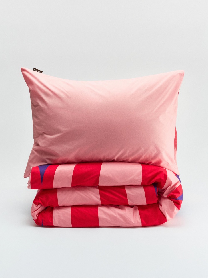 Комплект постельного белья без простыни 1,5 спальный 140х200 см, красный, розовый, арт. 0000