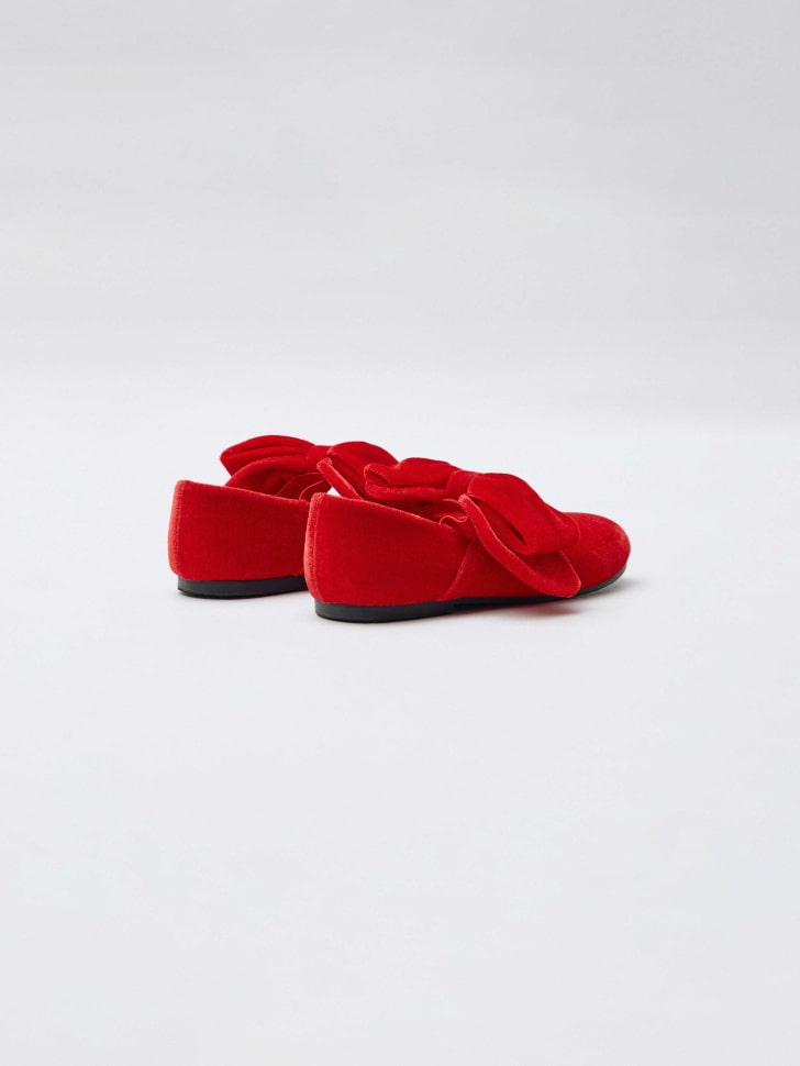 красные бархатные балетки с бантом для девочек 4610517210760 с промокодом