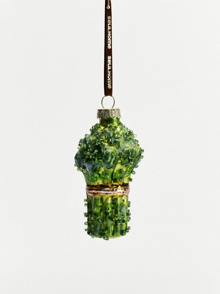 Елочное украшение из стекла и бисера, зеленый, арт. 16730
