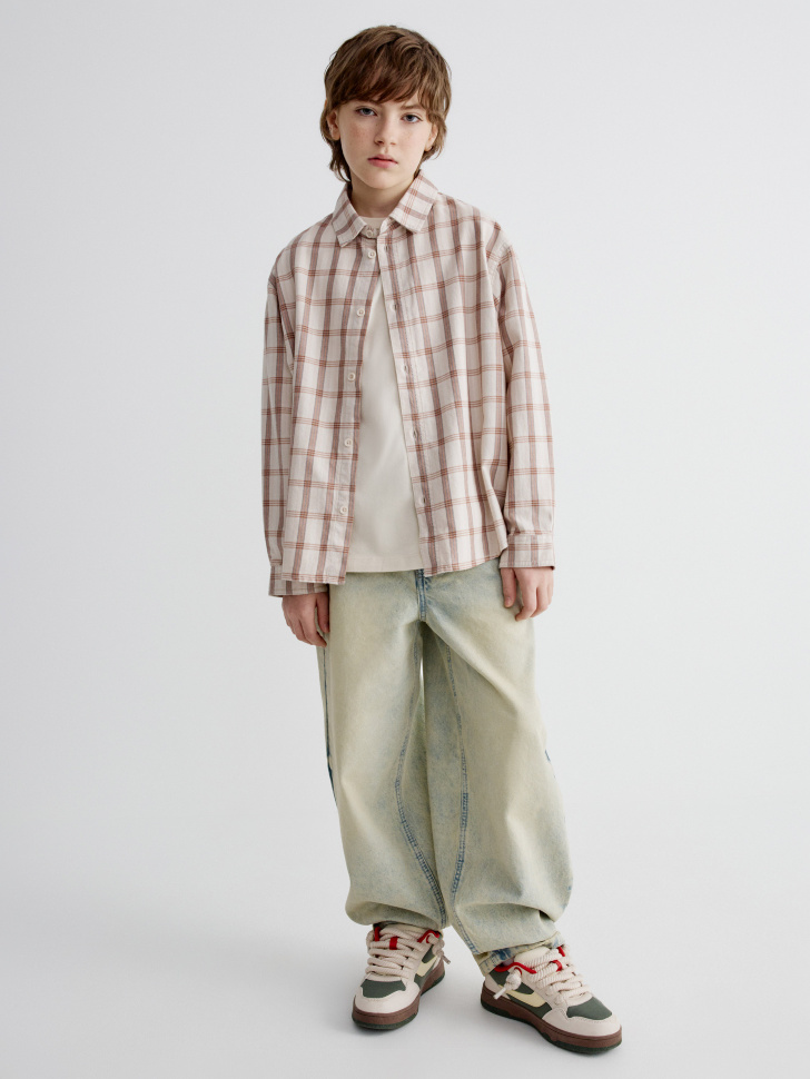 рубашка в клетку оверсайз для мальчиков 4610517096173 по акции