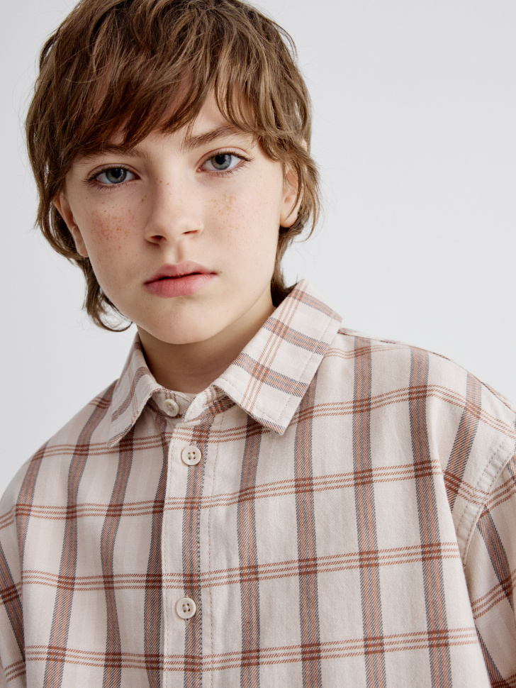 рубашка в клетку оверсайз для мальчиков 4610517096173 в интернет магазине
