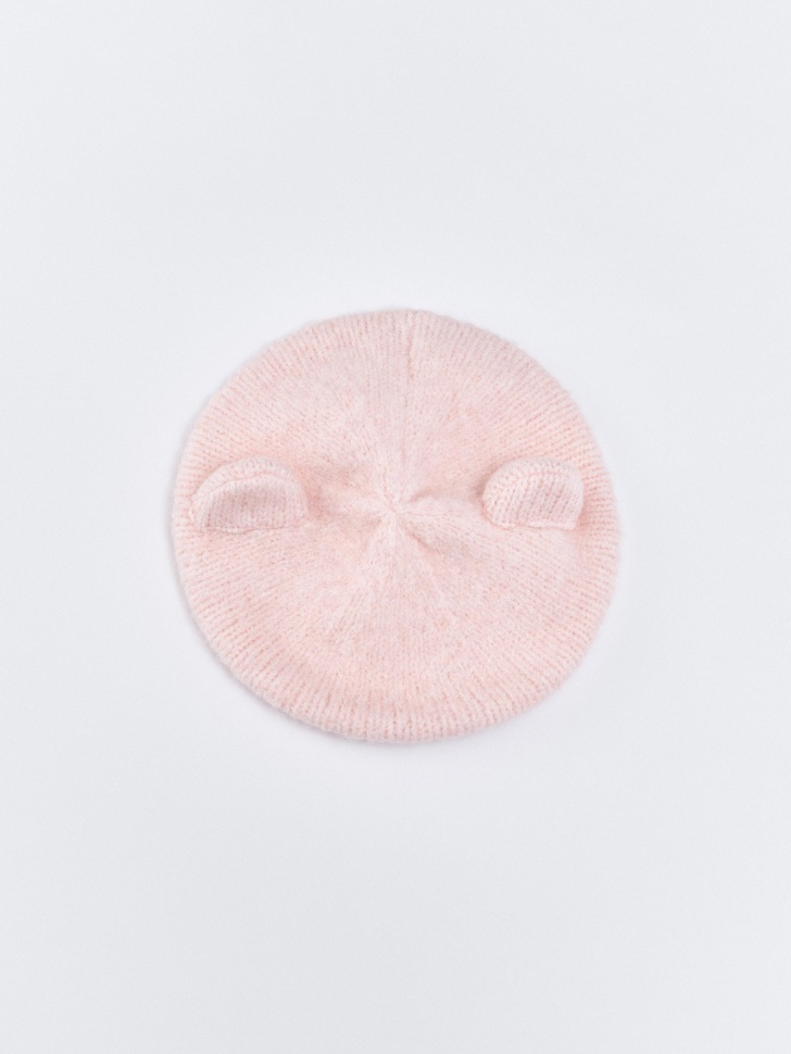 Вязаный берет с ушками SELA для девочек, розовый, арт. 34554