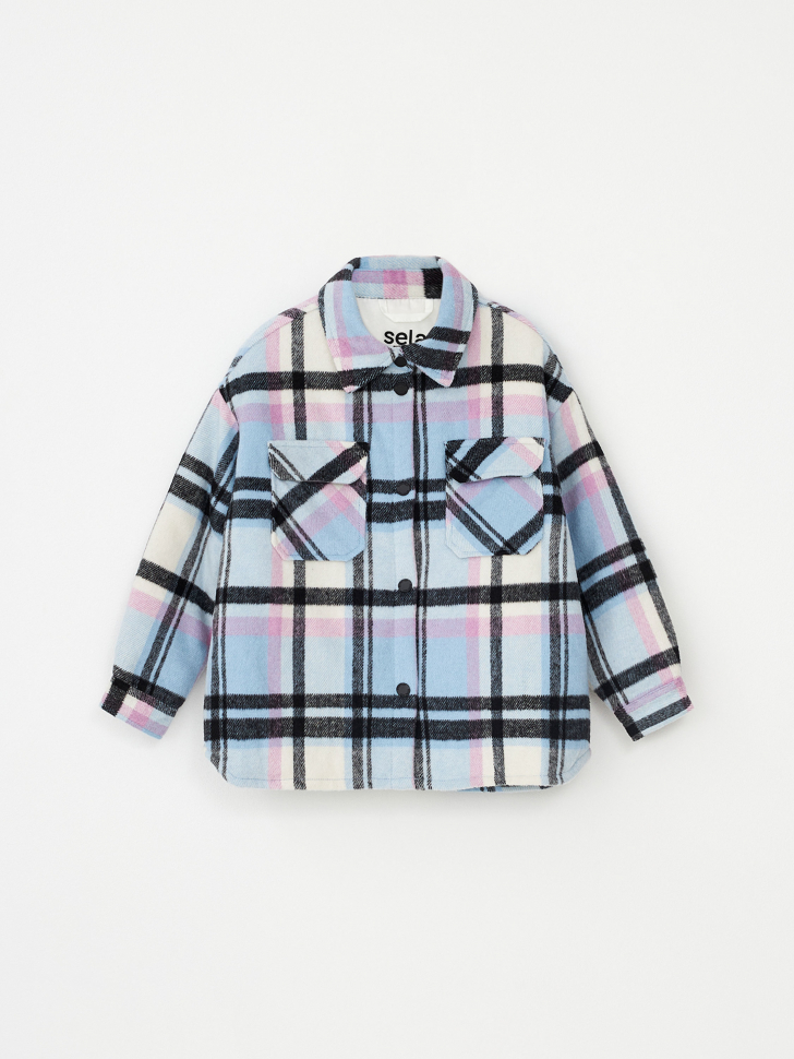 

Куртка-рубашка в клетку для девочек, Принт