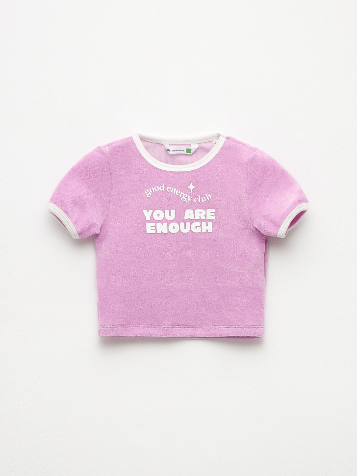 Махровая футболка для девочек (розовый, 92) sela 4680129719753 - фото 1