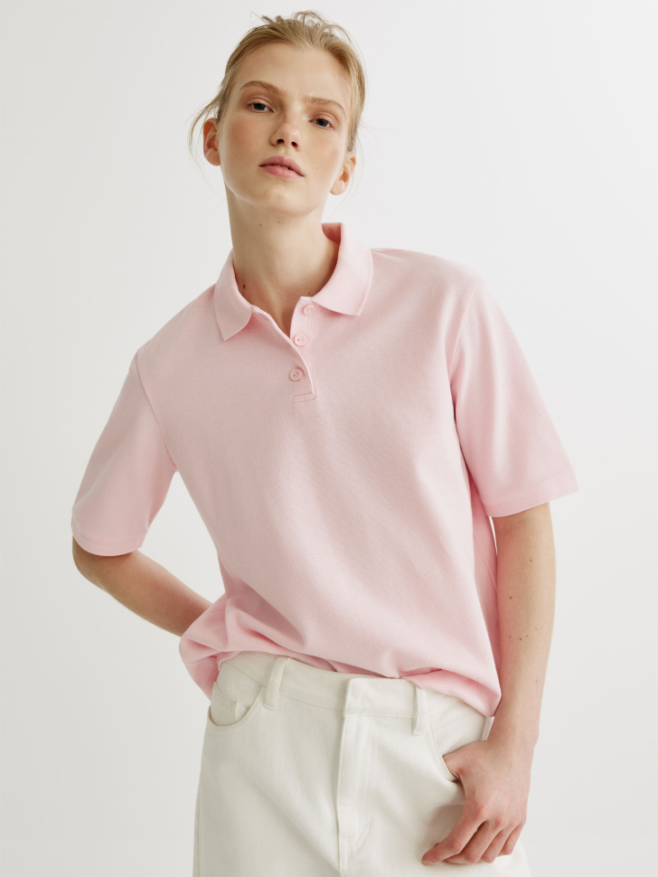 Поло Sela базовое с коротким рукавом, белый, арт. 41989