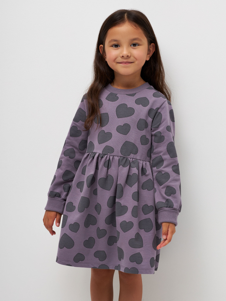 

Трикотажное платье с принтом для девочек, Серый