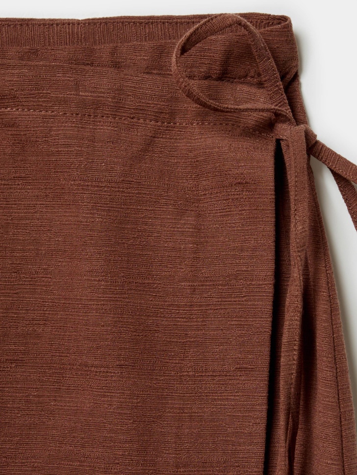 юбка миди из хлопка с запахом на завязке из хлопка спереди