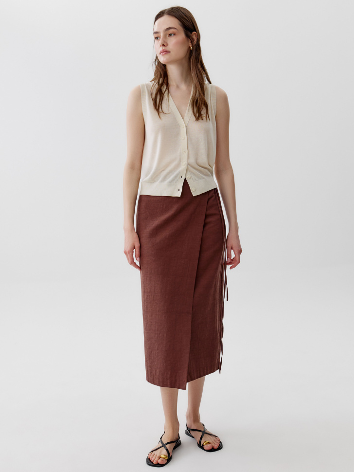 юбка миди из хлопка с запахом на завязке 4610517645753 фотография