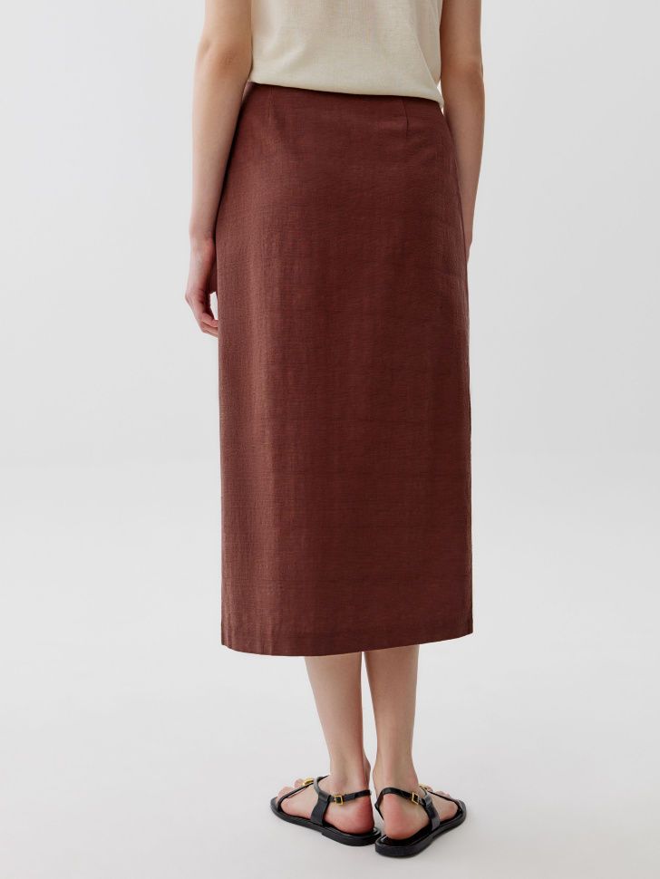 юбка миди из хлопка с запахом на завязке из россии вид сбоку