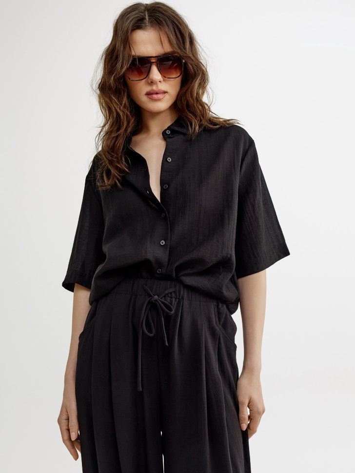 Рубашка Sela с коротким рукавом, черный, арт. 54364