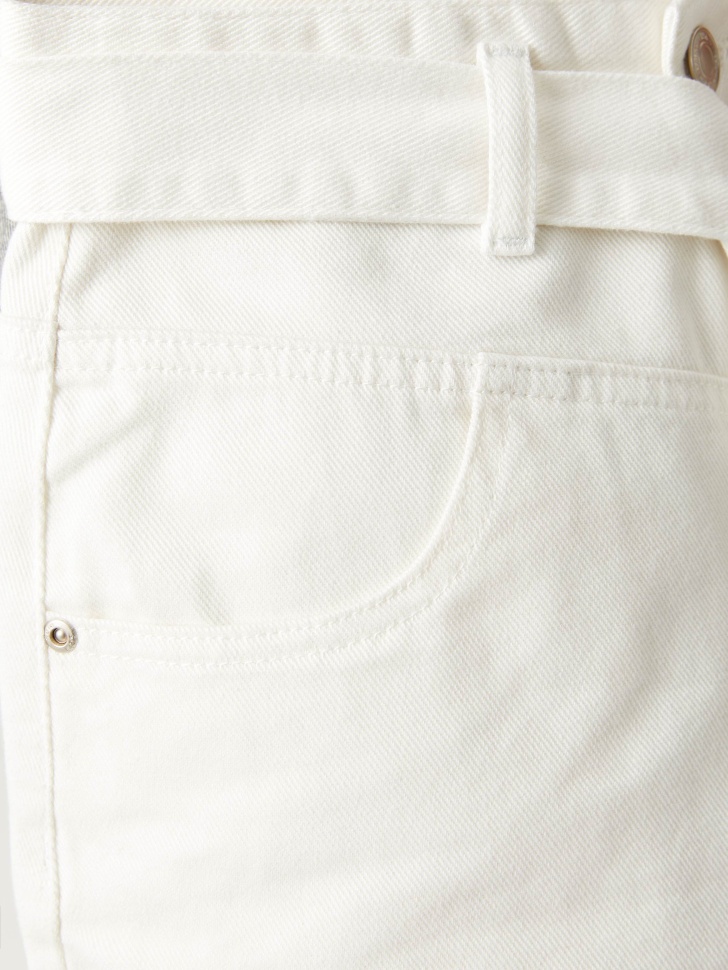фото Твиловые шорты с поясом на талии (белый, xxs) sela
