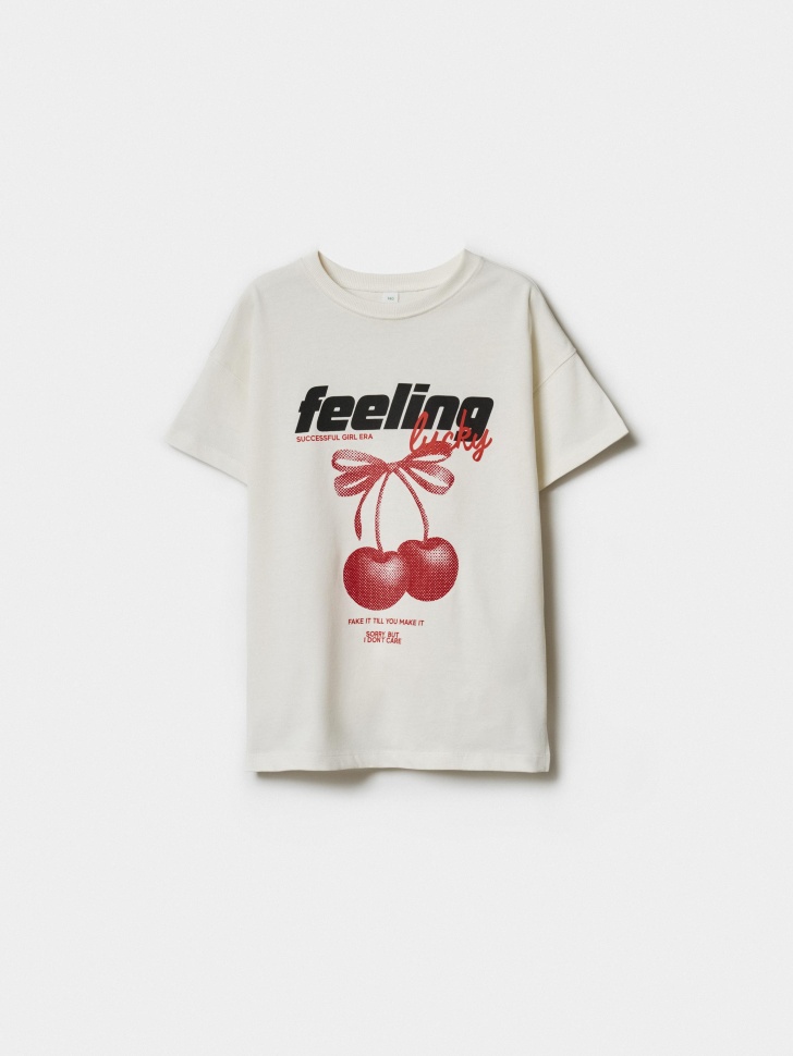 Футболка оверсайз для девочек Sela, бежевый, арт. 51469