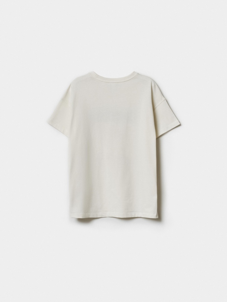 футболка оверсайз с принтом для девочек из хлопка спереди