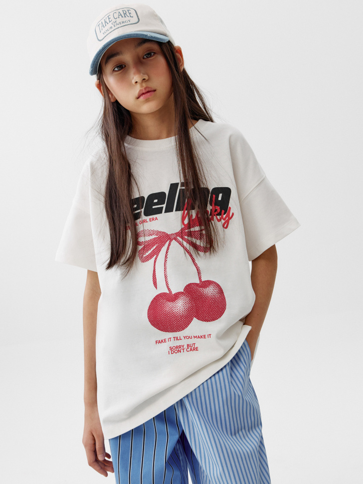 футболка оверсайз с принтом для девочек 4680798803807 фотография