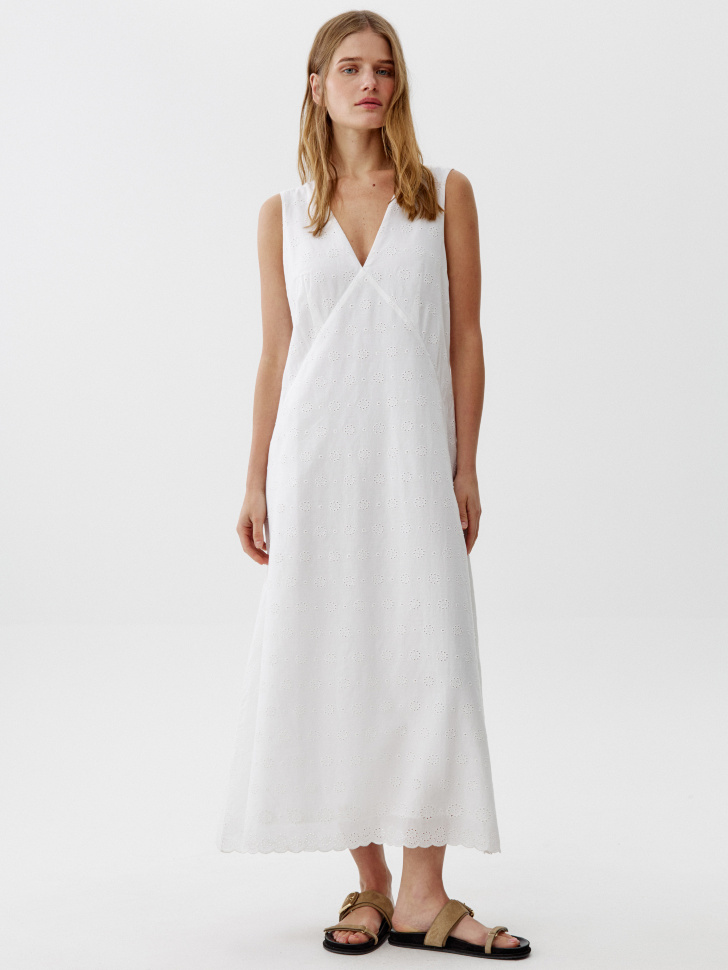 Платье миди Sela с вышивкой, белый, арт. 54861