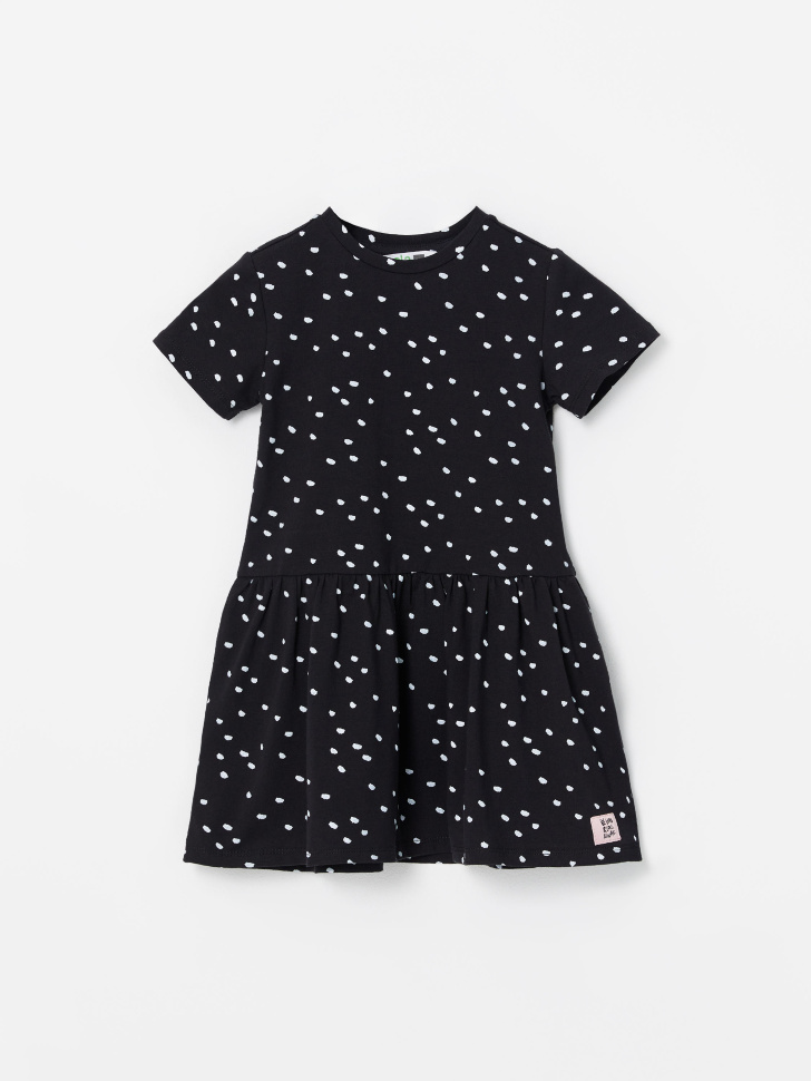 Трикотажное платье с принтом для девочек (черный, 116/ 6-7 YEARS) от Sela