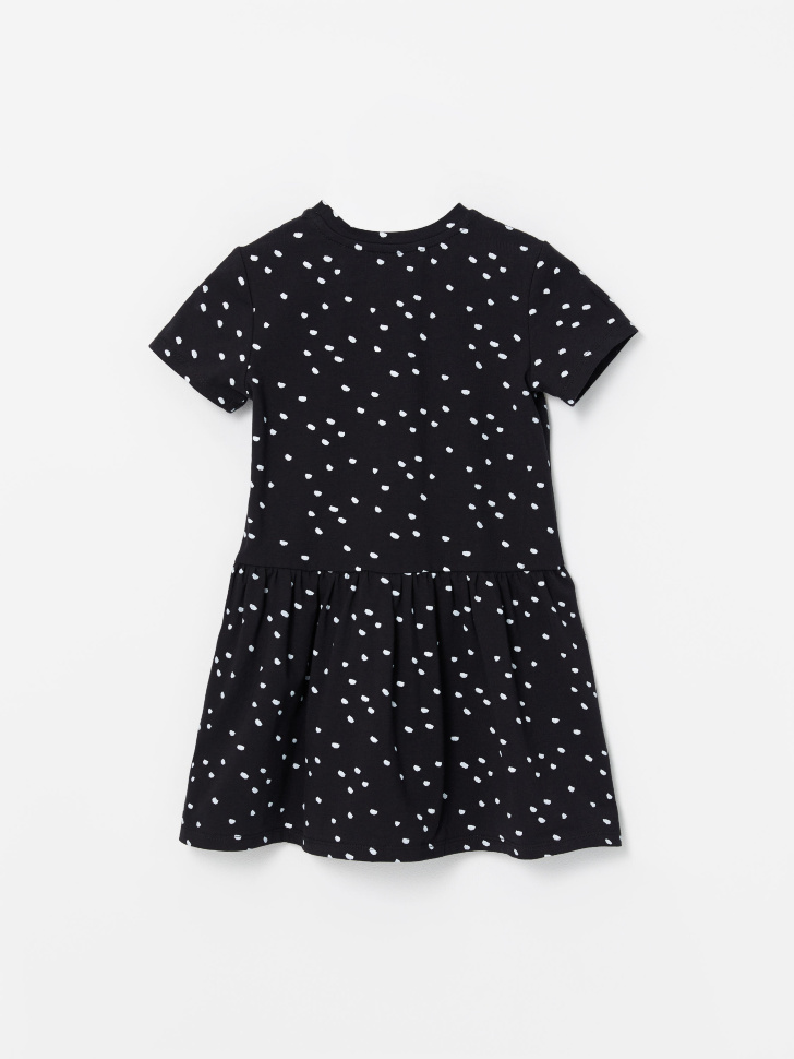 Трикотажное платье с принтом для девочек (черный, 116/ 6-7 YEARS) от Sela
