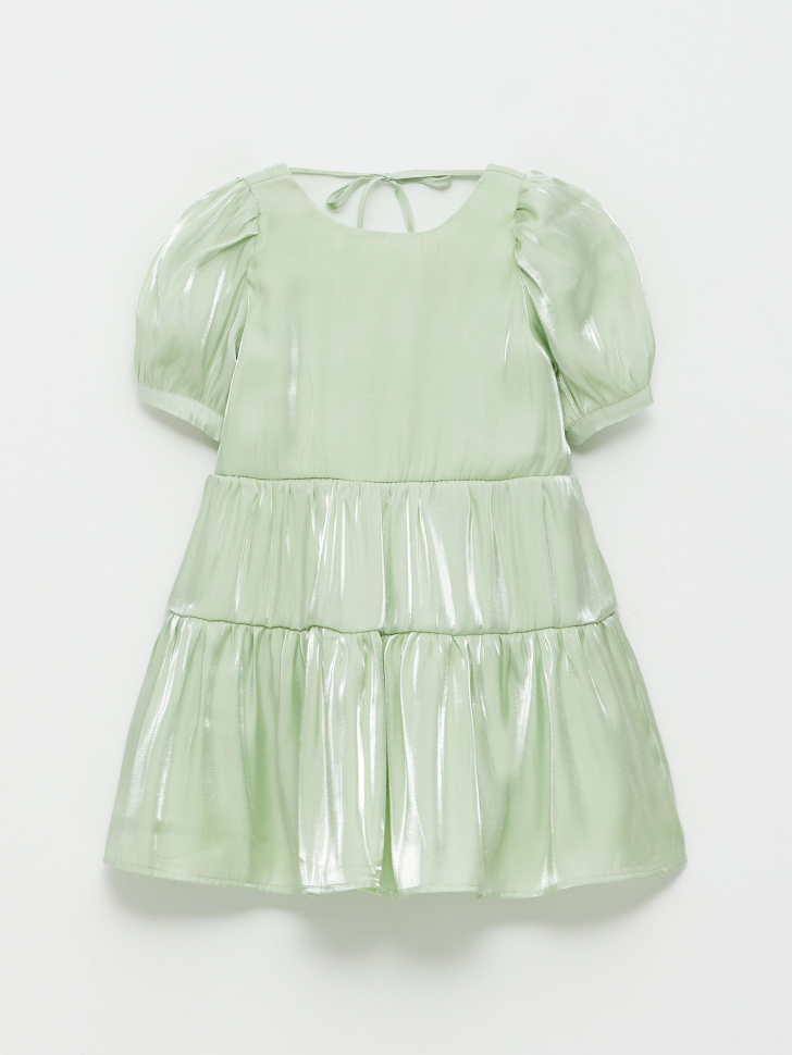 Ярусное платье с эффектом металлик для девочек (зеленый, 122) от Sela