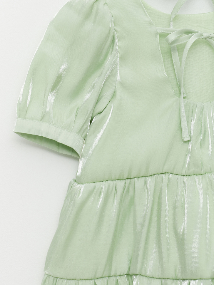 Ярусное платье с эффектом металлик для девочек (зеленый, 140) от Sela