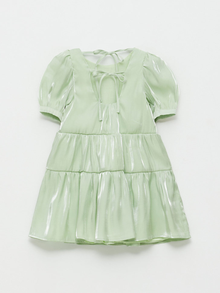 Ярусное платье с эффектом металлик для девочек (зеленый, 122) от Sela