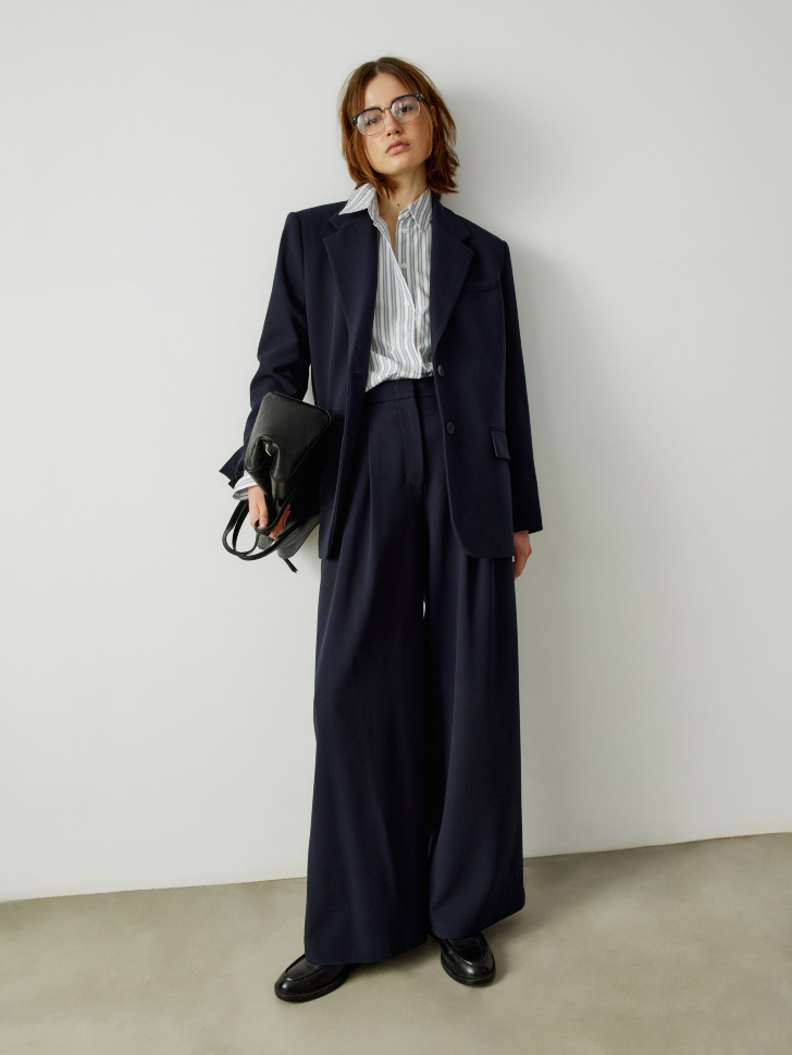 рубашка оверсайз из 100% хлопка в полоску от бренда sela вид слева