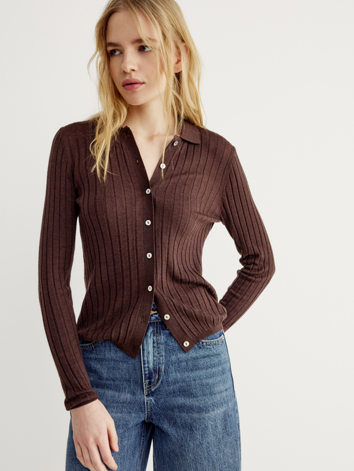 Вязаный кардиган Sela из шерсти, коричневый, арт. 42854