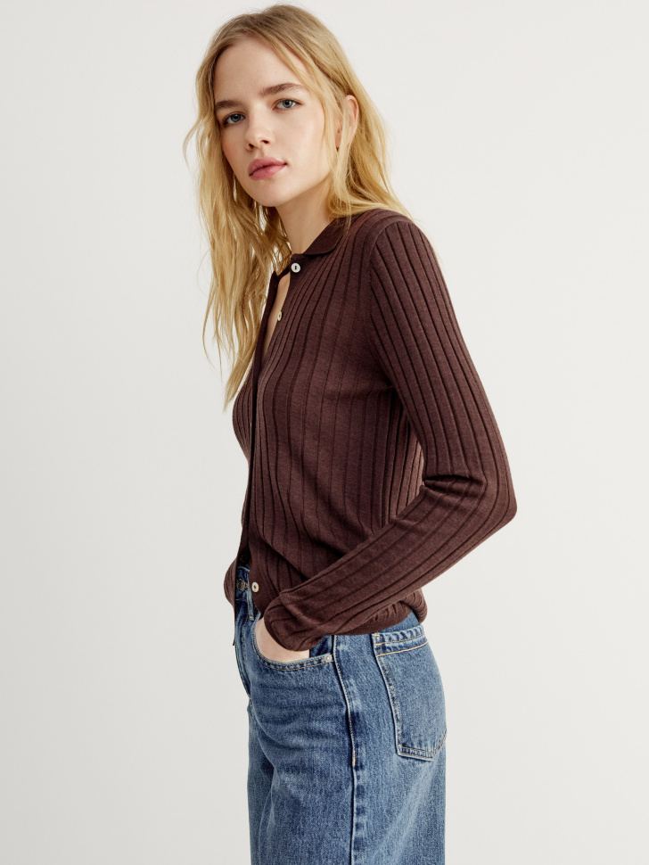 вязаный кардиган из 100% шерсти из россии вид сбоку