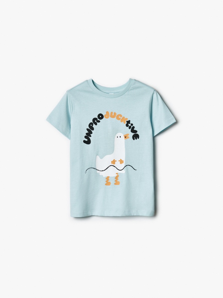 Футболка SELA оверсайз с принтом "Утка", голубой, арт. 39141