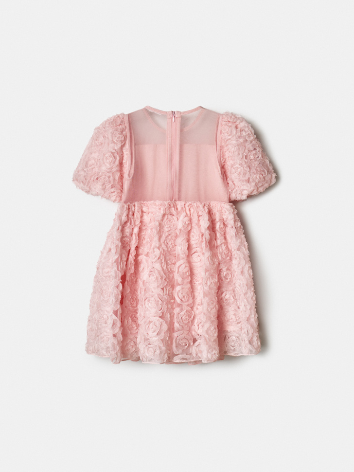 нарядное платье с объемными цветами для девочек от бренда sela вид слева