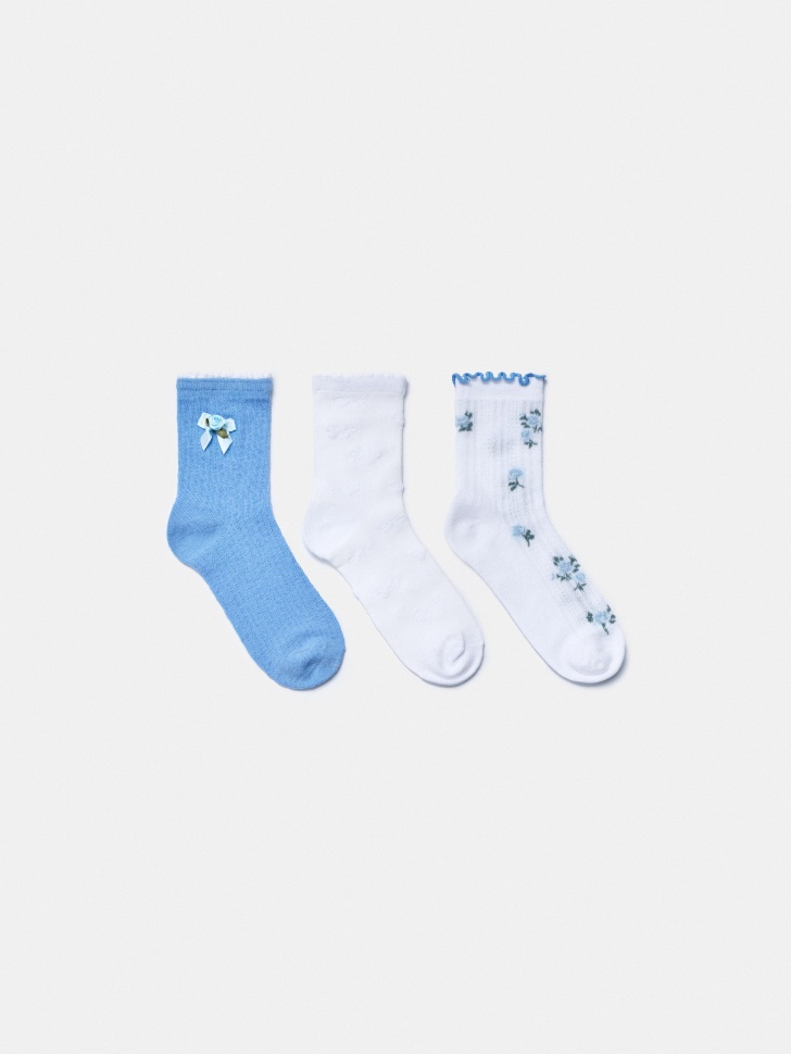 Набор из 3 пар носков SELA для девочек, разноцветный, арт. 50493