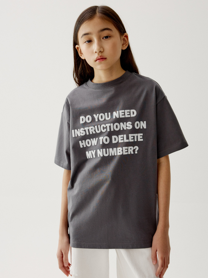 футболка оверсайз с принтом для девочек 4610517686817 фотография