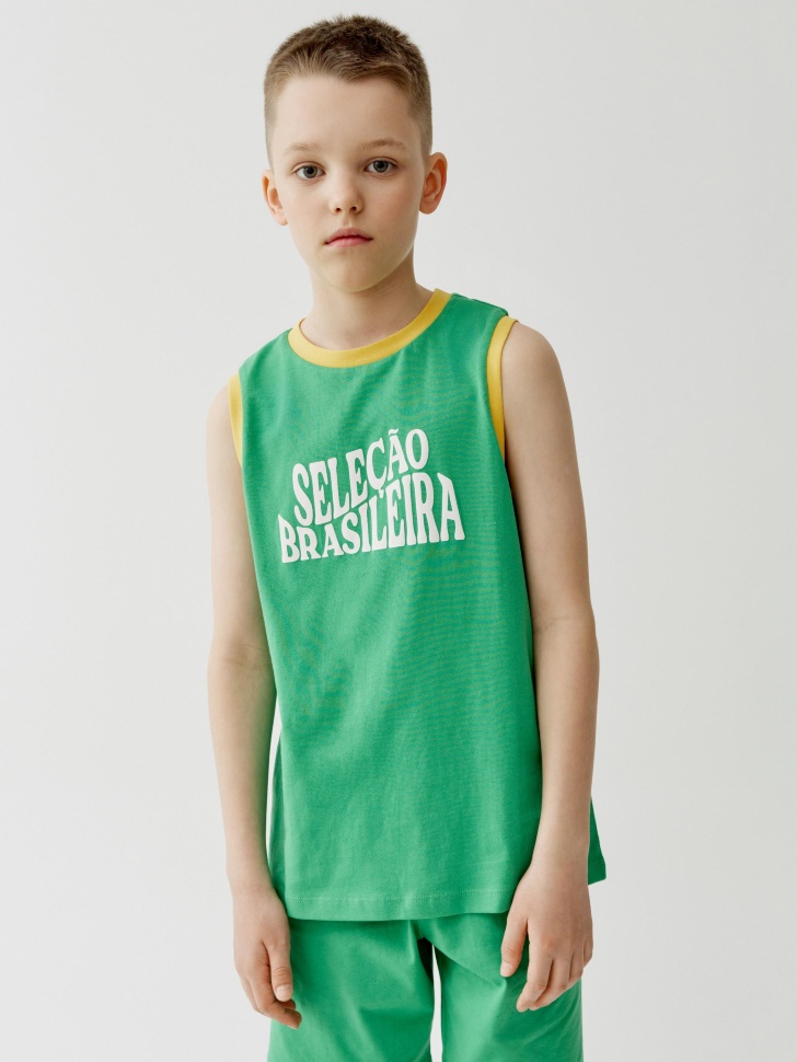 Трикотажный комплект из майки и шорт Sela Selecao Brasileira, зеленый, арт. 52375