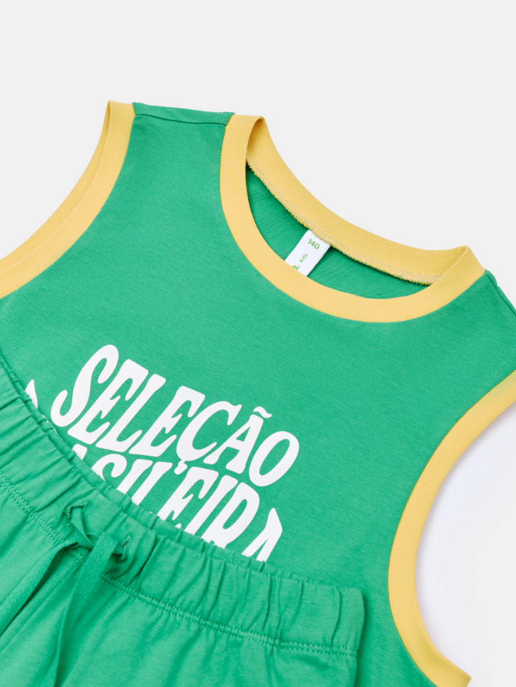 комплект из майки и шорт для мальчиков из хлопка спереди