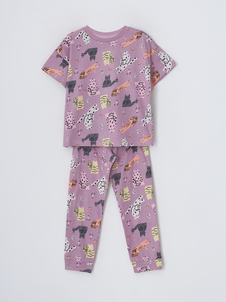 Пижама с принтом для девочек (принт, 116-122) sela 4680168155987 - фото 1